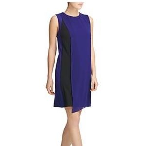 Donna Karan Color Block Black Blue Mini Sleeveless Dress Size 12 NWT